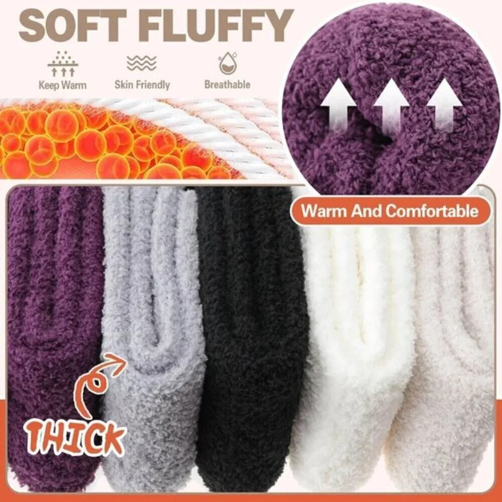 Fuzzy Winter Socks Thick Cozy Plush for Men & Women (2 Sizes M/L)